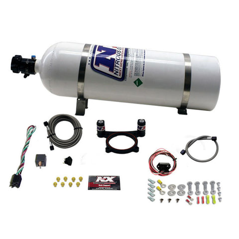 Nitrous Express 11-15 Ford Mustang GT 5.0L Coyote 4 Valve Nitrous Plate Kit (50-200HP) w/15lb Bottle - 20948-15