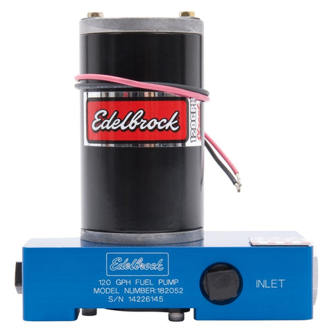 Edelbrock Fuel Pump Electric Quiet-Flo Carbureted 120GPH 3/8In In 3/8In Out 120 GPH Blue - 182052