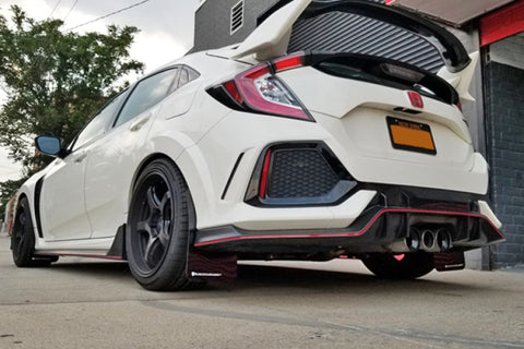 Rally Armor 17-21 Honda Civic Type R White UR Mud Flap w/ Red Logo - MF47-UR-WH/RD