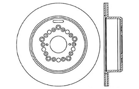 StopTech Power Slot 93-97 Lexus GS Series/95-00 LS400/92-00 SC400 Rear Left Drilled & Slotted Rotor - 127.44084L