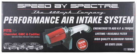 Spectre 99-07 GM Truck V8-4.8/5.3/6.0L F/I Air Intake Kit - Clear Anodized w/Red Filter - 9900