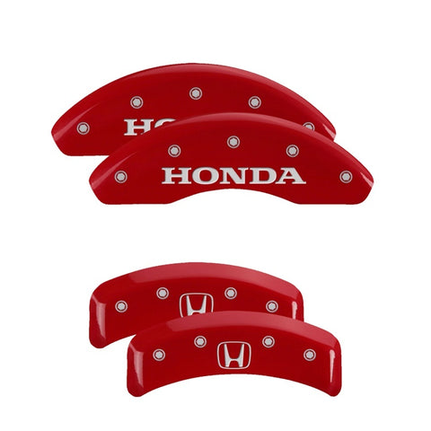 MGP 4 Caliper Covers Engraved Front Honda Engraved Rear H Logo Red finish silver ch - 20076SHOHRD