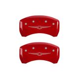 MGP 4 Caliper Covers Engraved Front & Rear Style 1/Chrysler Wing Red finish silver ch - 32023SCW1RD