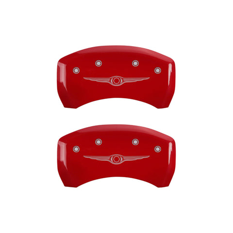 MGP 4 Caliper Covers Engraved Front & Rear Style 1/Chrysler Wing Red finish silver ch - 32023SCW1RD
