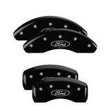 MGP 4 Caliper Covers Engraved Front & Rear Ford Oval Black Finish Silver Char 21 Ford Bronco Sport - 10255SFRDBK