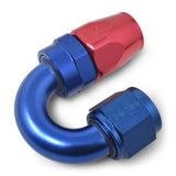 Russell Performance -8 AN Red/Blue 180 Degree Full Flow Swivel Hose End (With 3/4in Radius) - 613510