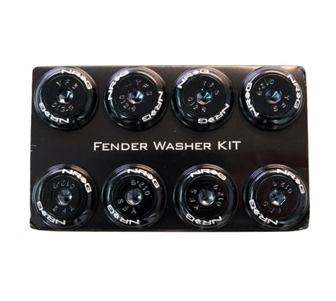 NRG Fender Washer Kit w/Color Matched M8 Bolt Rivets For Plastic (Black) - Set of 8 - FW-800BK