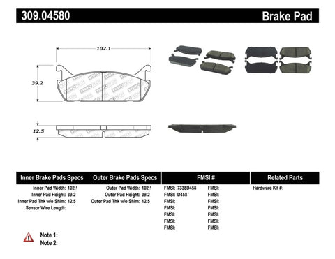 StopTech Performance 90-93 Mazda Miata Rear Brake Pads D525 - 309.04580