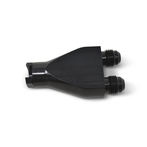 Russell Performance Billet Y-Block Adapter 3/8in SAE Qick Disconnect (2) -6AN Male Flare Black - 644143