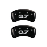 MGP 4 Caliper Covers Engraved Front Mustang Engraved Rear 37 Black finish silver ch - 10198SM37BK