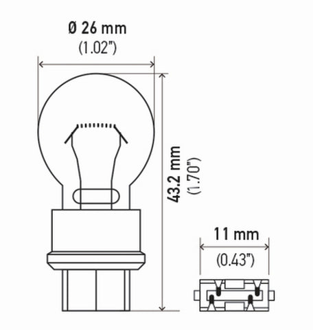 Hella Bulb 3157 12V 27/7W W25X16Q S8 (2) - 3157TB