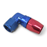 Russell Performance -10 AN Red/Blue 90 Degree Forged Aluminum Swivel Hose End - 613660