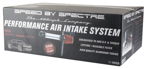 Spectre 10-11 Chevy Camaro V6-3.6L F/I Air Intake Kit - Clear Anodized w/Red Filter - 9909