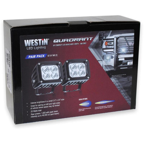 Westin Quadrant LED Auxiliary Light 3 inch x 2.5 inch Flood w/5W Cree (Set of 2) - Black - 09-12252B-PR