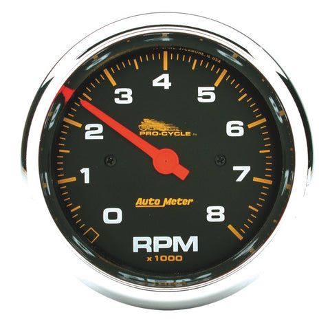 Autometer Pro-Cycle Gauge Tach 3 3/4in 8K Rpm 2&4 Cylinder Black - 19300