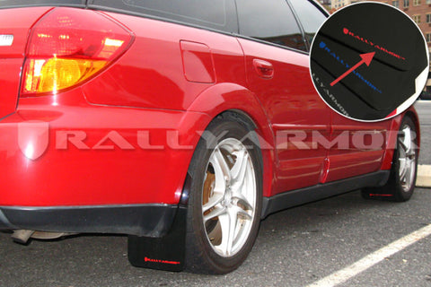 Rally Armor 05-09 Subaru Legacy GT / Outback Black UR Mud Flap w/ Red Logo - MF4-UR-BLK/RD