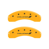 MGP 4 Caliper Covers Engraved Front & Rear With stripes/Challenger Yellow finish black ch - 12088SCL1YL