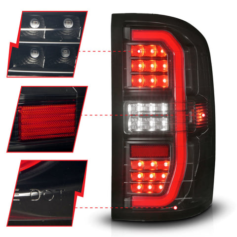 ANZO 14-18 GMC Sierra 1500 Full LED Taillights Black Housing Smoke Lens (w/C Light Bars) - 311465