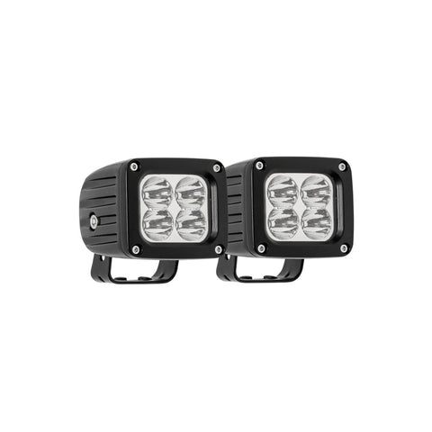 Westin Quadrant LED Auxiliary Light 3 inch x 2.5 inch Flood w/5W Cree (Set of 2) - Black - 09-12252B-PR