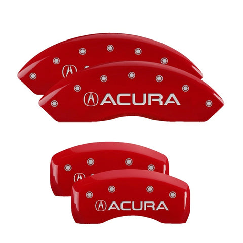 MGP 4 Caliper Covers Engraved Front & Rear Acura Red finish silver ch - 39016SACURD