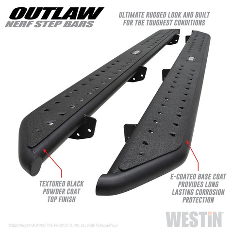 Westin 2020 Jeep Gladiator Outlaw Nerf Step Bars - Textured Black - 58-54165