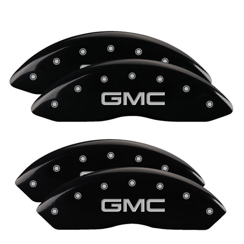 MGP 4 Caliper Covers Engraved Front & Rear GM Style/Hybrid Black finish silver ch - 34006SHYBBK