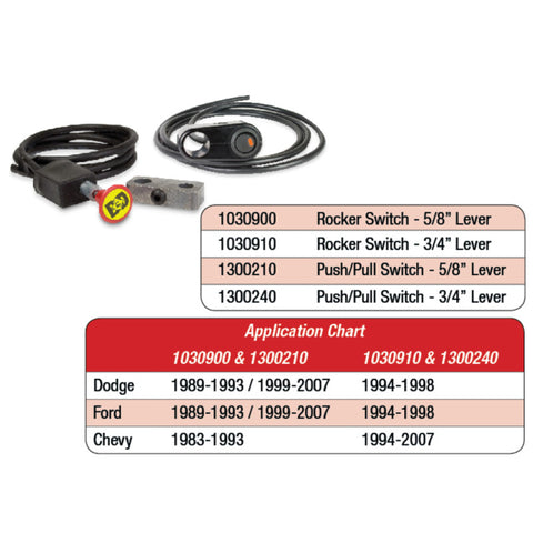 BD Diesel Push/Pull Switch Kit Exhaust Brake - 3/4in Manual Lever - 1300240