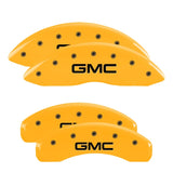 MGP 4 Caliper Covers Engraved Front & Rear 99-03 GMC Sierra 1500 Yellow Finish Black GMC Logo - 34006SGMCYL