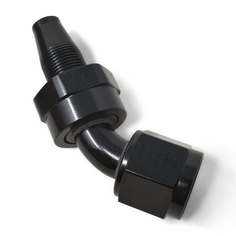 Russell Performance -6 AN 45 Degree Hose End Without Socket - Polished and Black - 615093