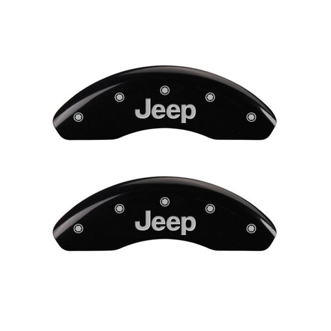 MGP 4 Caliper Covers Engraved Front & Rear JEEP Black finish silver ch - 42016SJEPBK