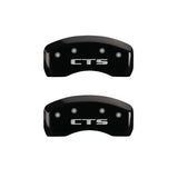 MGP 4 Caliper Covers Engraved Front Cursive/Cadillac Engraved Rear CTS Black finish silver ch - 35010SCTSBK