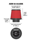 AEM 3.25 inch DRY Flow Short Neck 5 inch Element Filter Replacement - 21-2110DK