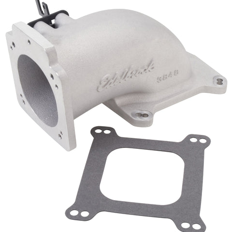 Edelbrock Low Profile Intake Elbow 90mm Throttle Body to Square-Bore Flange As-Cast Finish - 3848