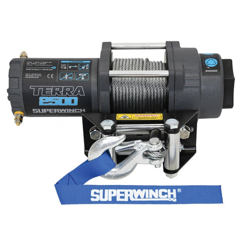 Superwinch 2500 LBS 12V DC 3/16in x 40ft Steel Rope Terra 2500 Winch - Gray Wrinkle - 1125260