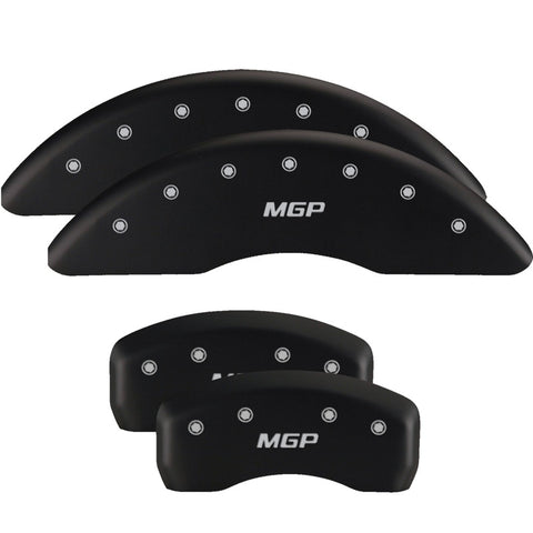 MGP 4 Caliper Covers Engraved Front & Rear Bowtie Red finish silver ch - 14232SBOWRD