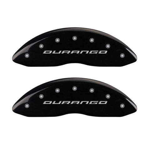 MGP 4 Caliper Covers Engraved Front & Rear With out stripes/Durango Black finish silver ch - 12043SDG1BK