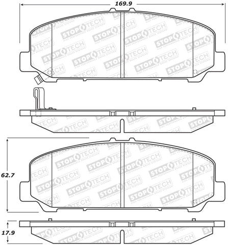 StopTech Sport Brake Pads w/Shims and Hardware - Rear - 309.12860