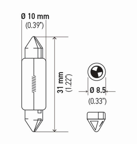 Hella Bulb 6418 12V 5W Sv858 T325 10X35 (2) - 6418TB