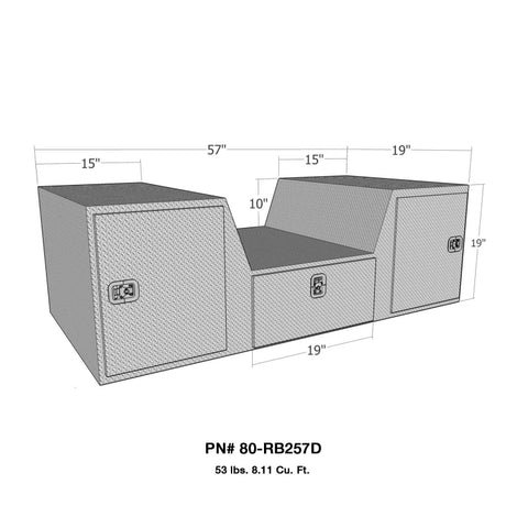 Westin/Brute V Shape Goose Neck 5th Wheel 57in Tailgate Box 1 Drawer/2 Swing Doors - Aluminum - 80-RB257D