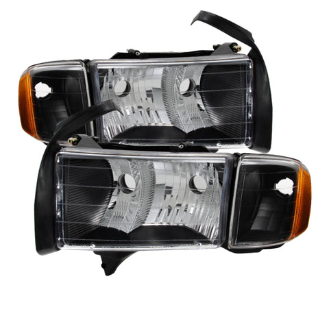 Xtune Dodge Ram Sport Model Only 1999-2002 OEM Headlights Black HD-JH-DR99-SP-BK - 9032158