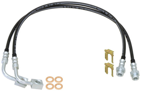 RockJock JK Rear Braided Brake Hose Kit 25.5in Long - CE-9807RBLK