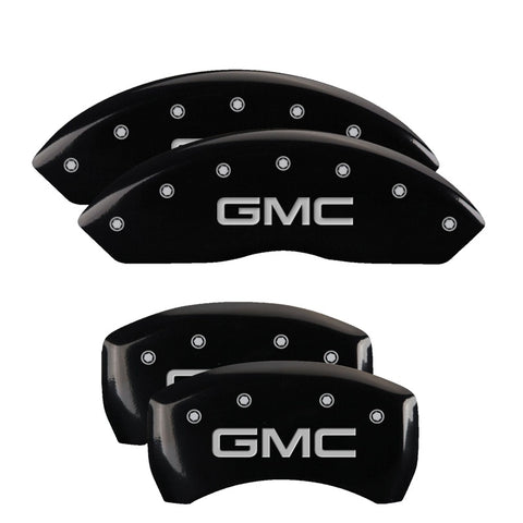 MGP 4 Caliper Covers Engraved Front & Rear GMC Black Finish Silver Char 2019 GMC Arcadia - 34212SGMCBK