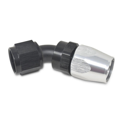 Russell Performance -6 AN Black/Silver 45 Degree Full Flow Hose End - 610093