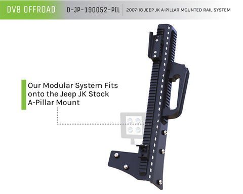 DV8 Offroad 2007-2018 Jeep JK A Pillar Mounted Rail System - D-JP-190052-PIL