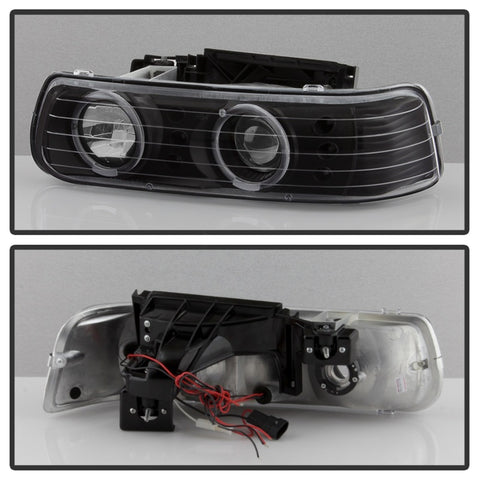 xTune Chevy Silverado 1500/2500 99-02 Bumper Projector Headlights - LED - Black PRO-JH-CSIL99-SET-BK - 9036781