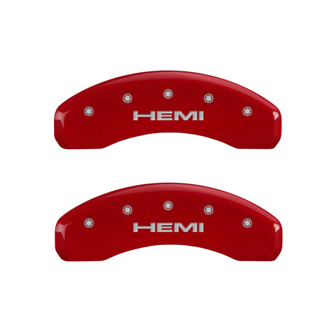 MGP 4 Caliper Covers Engraved Front & Rear Hemi Red finish silver ch - 55001SHEMRD