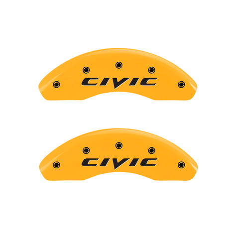 MGP 4 Caliper Covers Engraved Front & Rear Mgp Yellow Finish Black Char 2007 Honda Civic - 20223SCIVYL