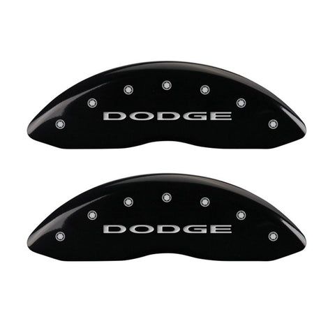 MGP 4 Caliper Covers Engraved Front & Rear With out stripes/Dodge Black finish silver ch - 12192SDD4BK