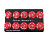 NRG Fender Washer Kit w/Color Matched M6 Bolt Rivets For Plastic (Red) - Set of 10 - FW-150RD