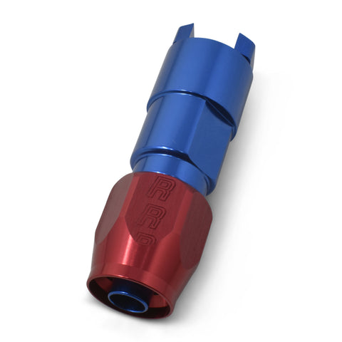 Russell Performance 5/16in SAE Quick Disc Female to -6 Hose Red/Blue Straight Degree Hose End - 611250